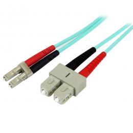 StarTech.com A50FBLCSC10 光ファイバー ケーブル/OM3マルチモード/10m/LC-SC/2芯/フルデュプレックス/LSZH/アクア/オプティカル