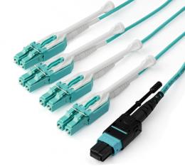 StarTech.com MPO8LCPL1M 光ファイバーケーブル/OM3 マルチモード/1m/MTP-4xLC/8芯/デュプレックス/MPO/オプティカルケーブル