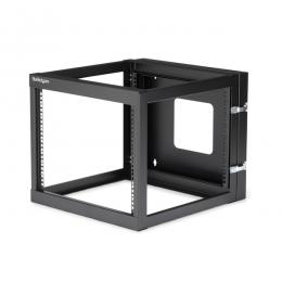 StarTech.com RK819WALLOH サーバーラック/オープンフレーム/壁掛け型/19インチ/8U/4ポスト/奥行50.2cm/耐荷重63kg/ヒンジ機構