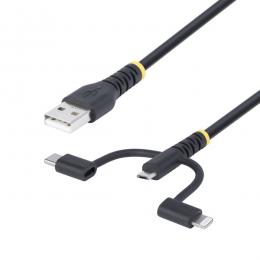 StarTech.com RLTCUB1MBK USB 2.0ケーブル/1m/3-in-1 USB - マイクロUSB TypeC ライトニング/15W/同期充電コード
