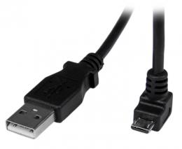 StarTech.com USBAUB2MD USB 2.0 - マイクロUSBケーブル/2m/L型下向きMicro-B/オス-オス/データ転送・同期用