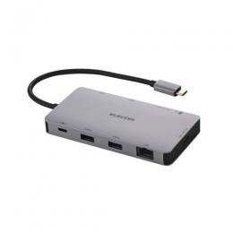 ELECOM DST-090BP1SV Type-Cドッキングステーション/USB PD(140W)対応/USB-A×2/USB-C×2/HDMI(4K60Hz)/SD+microSD/LAN/シルバー