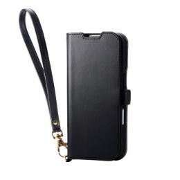 ELECOM PM-A25APLFY4BK iPhone 17/手帳型ケース/磁石付/耐衝撃/ハンドストラップ付/ブラック