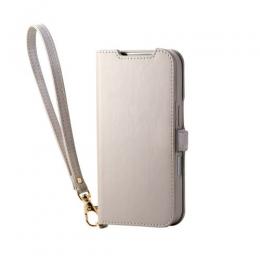 ELECOM PM-A25CPLFY4GB iPhone 17 Pro/手帳型ケース/磁石付/耐衝撃/ハンドストラップ付/グレージュ