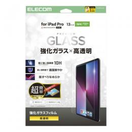 ELECOM TB-A25PLFLGGT 13インチiPad Pro(M4)/ガラスフィルム/高透明/簡単貼り付けツール付