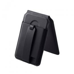 ELECOM AMS-MAGCSBBK スマホスタンド/MAGKEEP/バンド付き/動画視聴/カードポケット付き/2枚収納/ブラック
