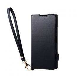 ELECOM PM-X252PLFY4BK Xperia 10 VII (SO-52F)/手帳型ケース/磁石付/耐衝撃/ハンドストラップ付/ブラック