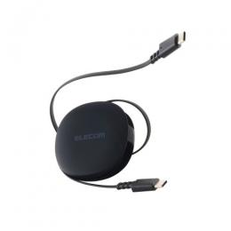 ELECOM MPA-CCRLC09BK USB Type-C to USB Type-Cケーブル/巻き取り/USB Power Delivery対応/最大60W/0.9m/ブラック