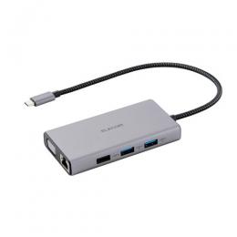ELECOM DST-101BPSV Type-Cドッキングステーション/USB PD対応/10Gpbs/USB-A×3/USB-C×1/HDMI×1/VGA×1/SD+microSD/LAN/3.5φ/シルバー