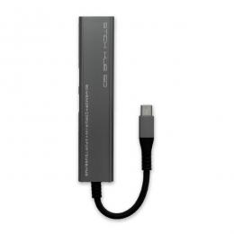 Dadandall DDSDRW005CLG SDメモリーカードリーダー・ライター付き3ポートUSBハブ「STICK HUB SD」 USB TYPE-C ライトグレー