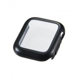 ELECOM AW-25EFCGPBK Apple Watch 40mm/フルカバーケース/プレミアムガラス/高透明/メタリック/ブラック