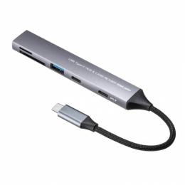 サンワサプライ USB-5TCPC29GM USB 5Gbps 3ポート スリム ハブ（カードリーダー付き）