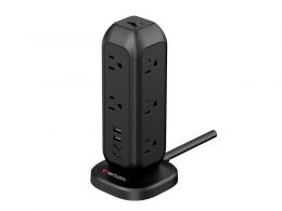 Verbatim TT15KV1 タワー型充電タップ 11xAC/2xUSB-C/2xUSB-A ブラック