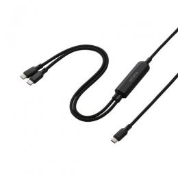 ELECOM MPA-CCCA12BK 2in1 USBケーブル/Type-C+Type-C/ナイロンメッシュ/USB Power Delivery対応/最大140W/1.2m/ブラック