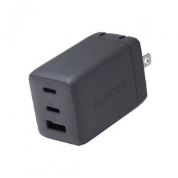 ELECOM ACDC-PD10367GY ノートPC用ACアダプター/USB充電器/USB PD/67W/USB-C×2/USB-A×1/スイングプラグ/ストーン グレー