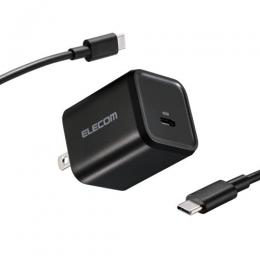 ELECOM ACDC-PD12345BK AC充電器/USB充電器/USB Power Delivery対応/45W/Type-C×1/スイングプラグ/C-Cケーブル付属/1.5m/ブラック