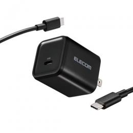 ELECOM MPA-AC12345BK AC充電器/USB充電器/USB Power Delivery対応/45W/Type-C×1/スイングプラグ/C-Cケーブル付属/1.5m/ブラック