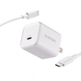 ELECOM MPA-AC12345WH AC充電器/USB充電器/USB Power Delivery対応/45W/Type-C×1/スイングプラグ/C-Cケーブル付属/1.5m/ホワイト