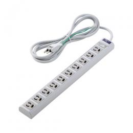 ELECOM T-T05-31020LGRS RoHs準拠OAタップ/3P/10個口/2Pスイングプラグ/雷ガード/2m