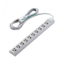 ELECOM T-Y133DA OAタップ/3P/10個口/マグネット/抜け止め/スイッチ/簡易/3m