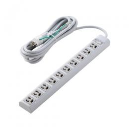 ELECOM T-Y135DA OAタップ/3P/10個口/マグネット/抜け止め/スイッチ/簡易/5m