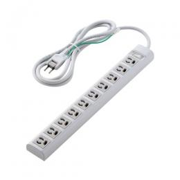 ELECOM T-Y3A-31020WH OAタップ/3P/10個口/マグネット/抜け止め/スイッチ/2m