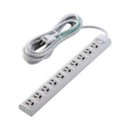 ELECOM T-Y3A-31050WH OAタップ/3P/10個口/マグネット/抜け止め/スイッチ/5m