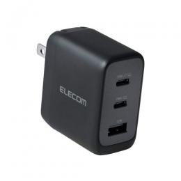 ELECOM MPA-AC12770BK AC充電器/スマホ・タブレット用/AdjustCharge搭載/USB PD/70W/USB-C×2/USB-A/スイングプラグ/ブラック