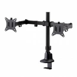 サンワサプライ CR-LAC216BK モニターアーム（デュアル・ロングアーム・薄型ショートクランプ・ブラック）