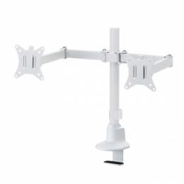 サンワサプライ CR-LAC216W モニターアーム（デュアル・ロングアーム・薄型ショートクランプ・ホワイト）