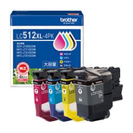 brother LC512XL-4PK 【ブラザー純正】インクカートリッジ 4色パック ブラック シアン マゼンタ イエロー 大容量