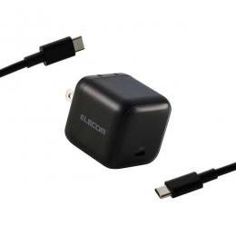 ELECOM MPA-AC12565BK AC充電器/スマホ・タブレット用/USB PD/65W/USB-C/USB-Cケーブル付属/1.5m/スイングプラグ/ブラック