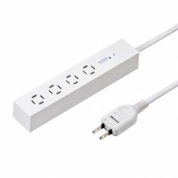 サンワサプライ TAP-SPSLIM4MG-2W スリムタップ（AC4個口・マグネット付き・雷ガード付き）