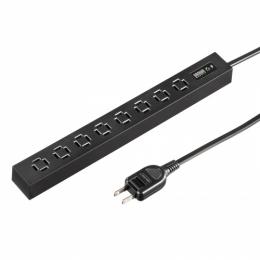 サンワサプライ TAP-SPSLIM8MG-2BK スリムタップ（AC8個口・マグネット付き・雷ガード付き）