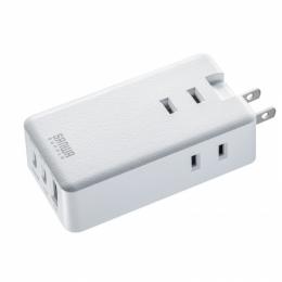 サンワサプライ TAP-MC2A1AC3W モバイルタップ（AC×3個口＋Type-C×2・USB-A×1・PD33W・ホワイト）