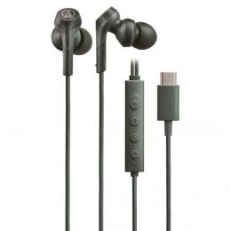オーディオテクニカ ATH-CKS330NC GR イヤホン ヘッドセット ATH-CKS330NC ノイズキャンセリング機能搭載 USB Type-C用 マイク付き グリーン