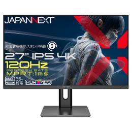 【法人様宛限定】JAPANNEXT JN-IPS27G120U2-HSPC6 ゲーミング液晶ディスプレイ 27型/3840×2160/HDMI×2、DP×1、USB-C×1/ブラック/スピーカー有/2年保証
