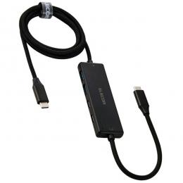 ELECOM U3HC-C040PBK USB HUB/USB-C/5Gpbs/USB-A×2/Type-C-×2/USB PD 100W対応/バスパワー/4ポート/ブラック