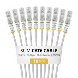 StarTech.com N6PAT100CMGRS10PK CAT6スリムLANケーブル/10本セット/1m/グレー/RJ45/100W PoE/UTP/LSZH/カテゴリ6