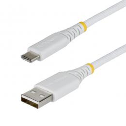 StarTech.com USB2AC1MBRWH USB-A - USB-Cケーブル/1m/15W 3A/ナイロン編組+TPE 2層構造/ホワイト/充電 データ転送