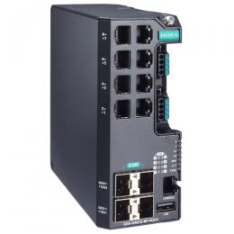 MOXA EDS-G4012-8P-4QGS-LVA-T 12Gポート (802.3bt PoEポートオプション：8) フルギガビット マネージドイーサネットスイッチ 48 VDC入力 ワイド温度モデル
