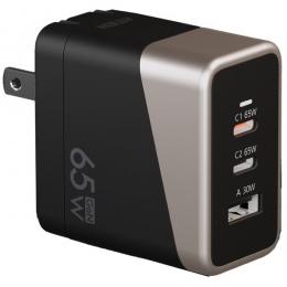 ATEN UP365 65W 3ポート PD3.0対応 折り畳み式電源プラグ GaN搭載急速充電器
