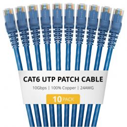 StarTech.com CAT6UTP1MBL10PK CAT6 LANケーブル/1m/10本入/ブルー/ツメ折れ防止/100W PoE/UTP/個別試験済み/RJ45